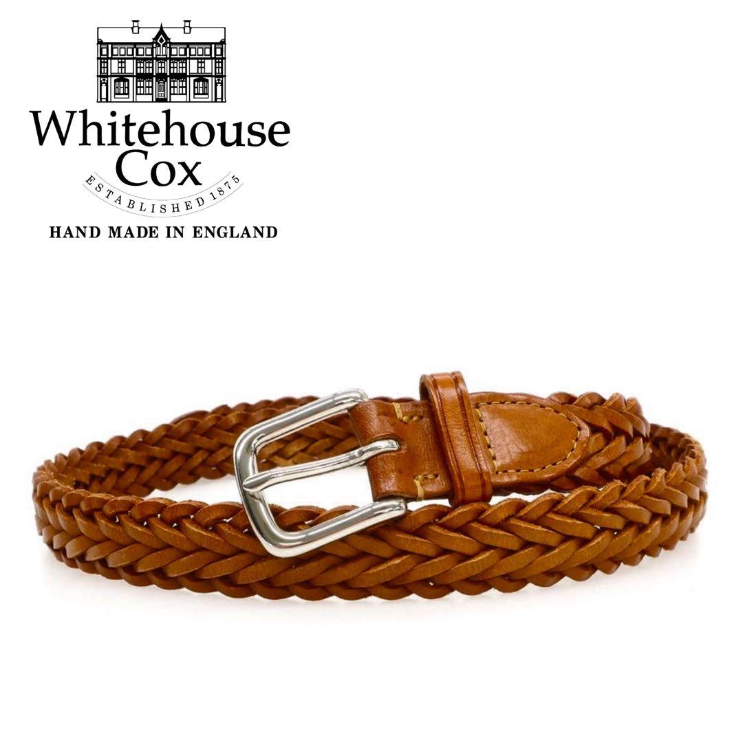 【美品】Whitehouse Cox メッシュレザー メンズベルト ブラウン