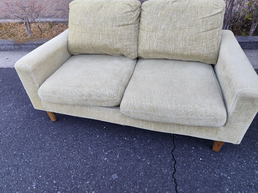 【関東限定】関家具 2人掛けソファ 北欧風 ライトグリーン 136cm