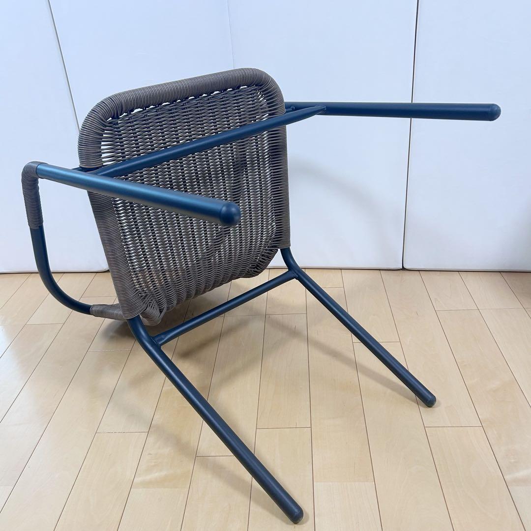 エスニックチェア　ラタン調　人工ラタン　ガーデンチェア　カフェ　軽量アームチェア