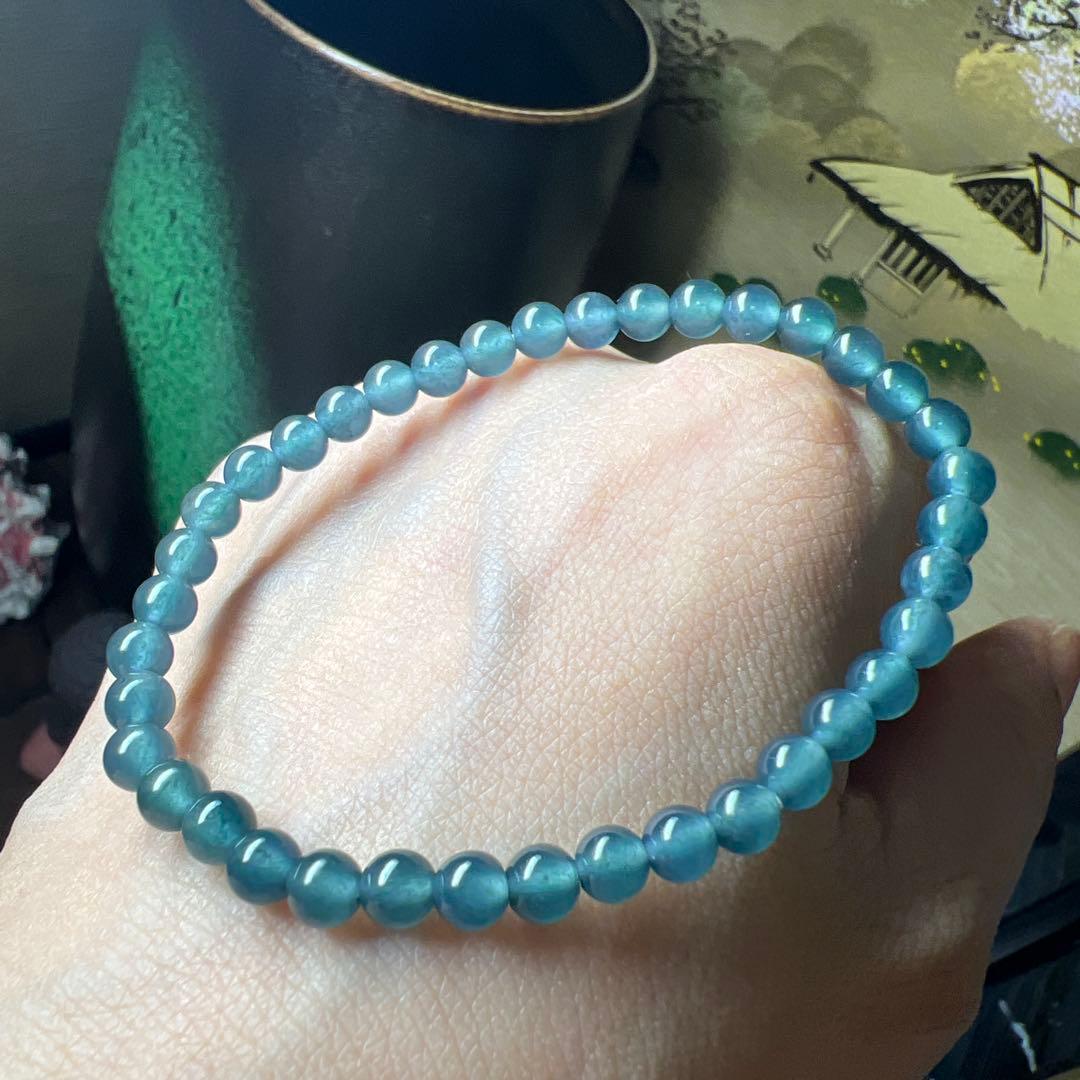 本翡翠、特選純ブルー、ネイビーブレスレット