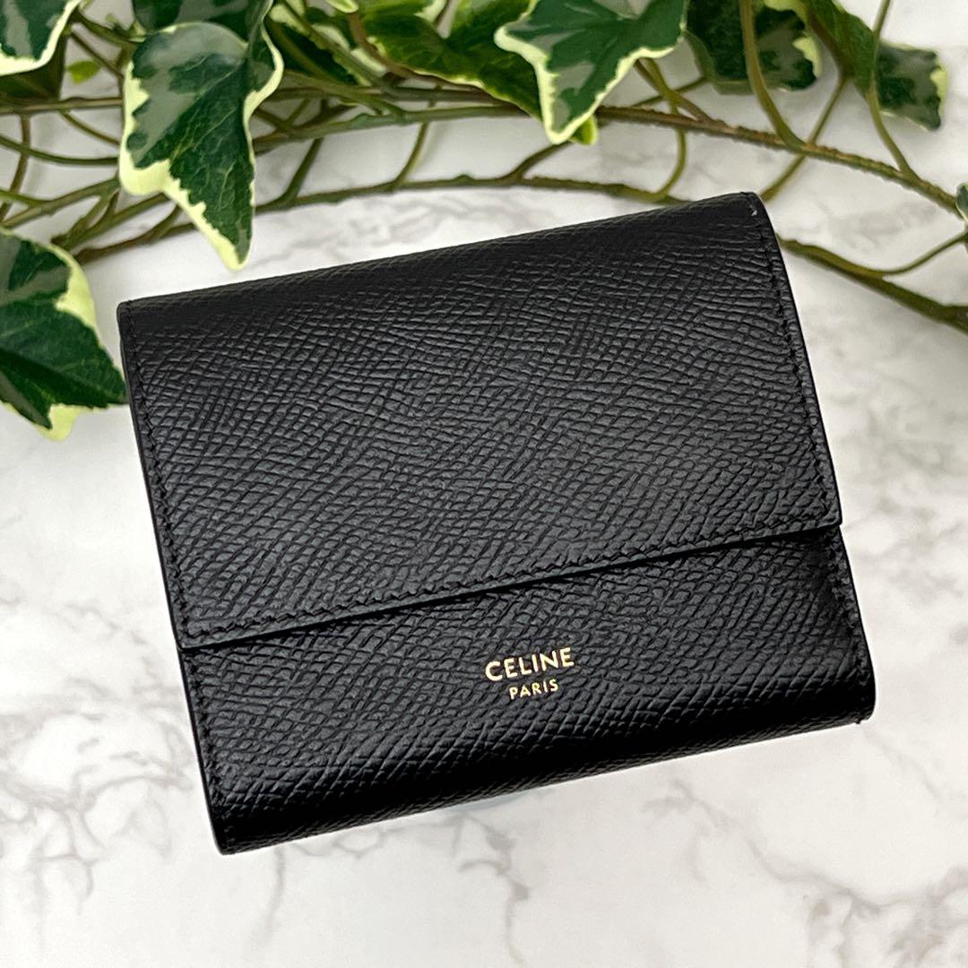 セリーヌ トリフォールドウォレット 折り財布 現行品 ブラック CELINE