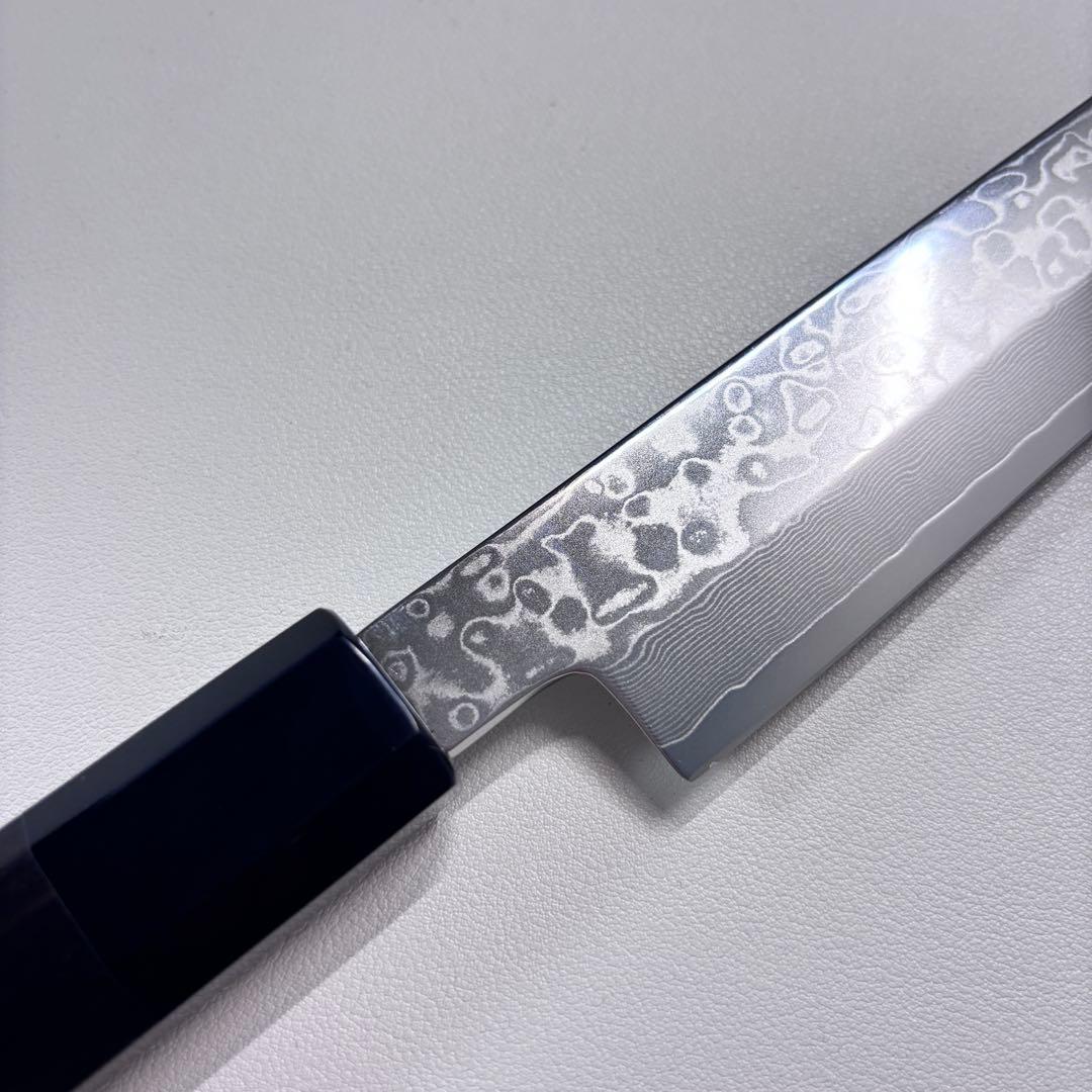 240mm 柳刃包丁　ダマスカス黒檀 本水牛八角柄　刺身包丁 和包丁︓