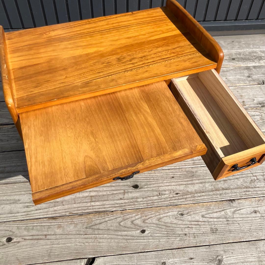 昭和レトロ 多数収納木製サイドテーブル お座敷ワゴン ポットワゴン キャスター付