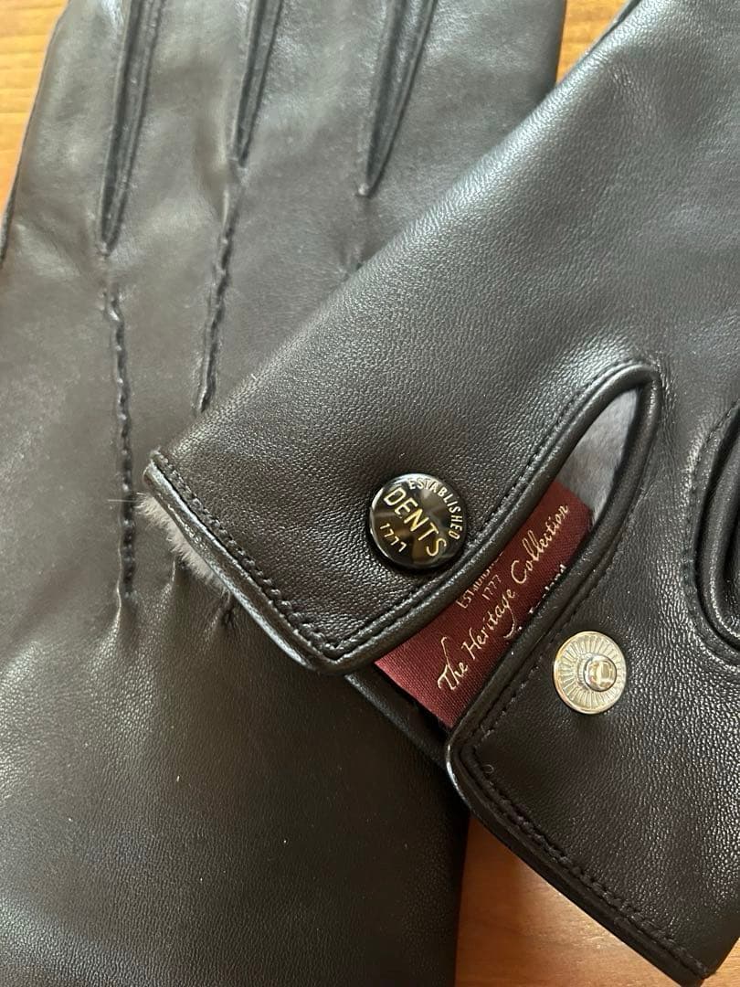 【美品】 デンツ DENTS ラビット 英国 手袋 黒 レザー メンズ 老舗