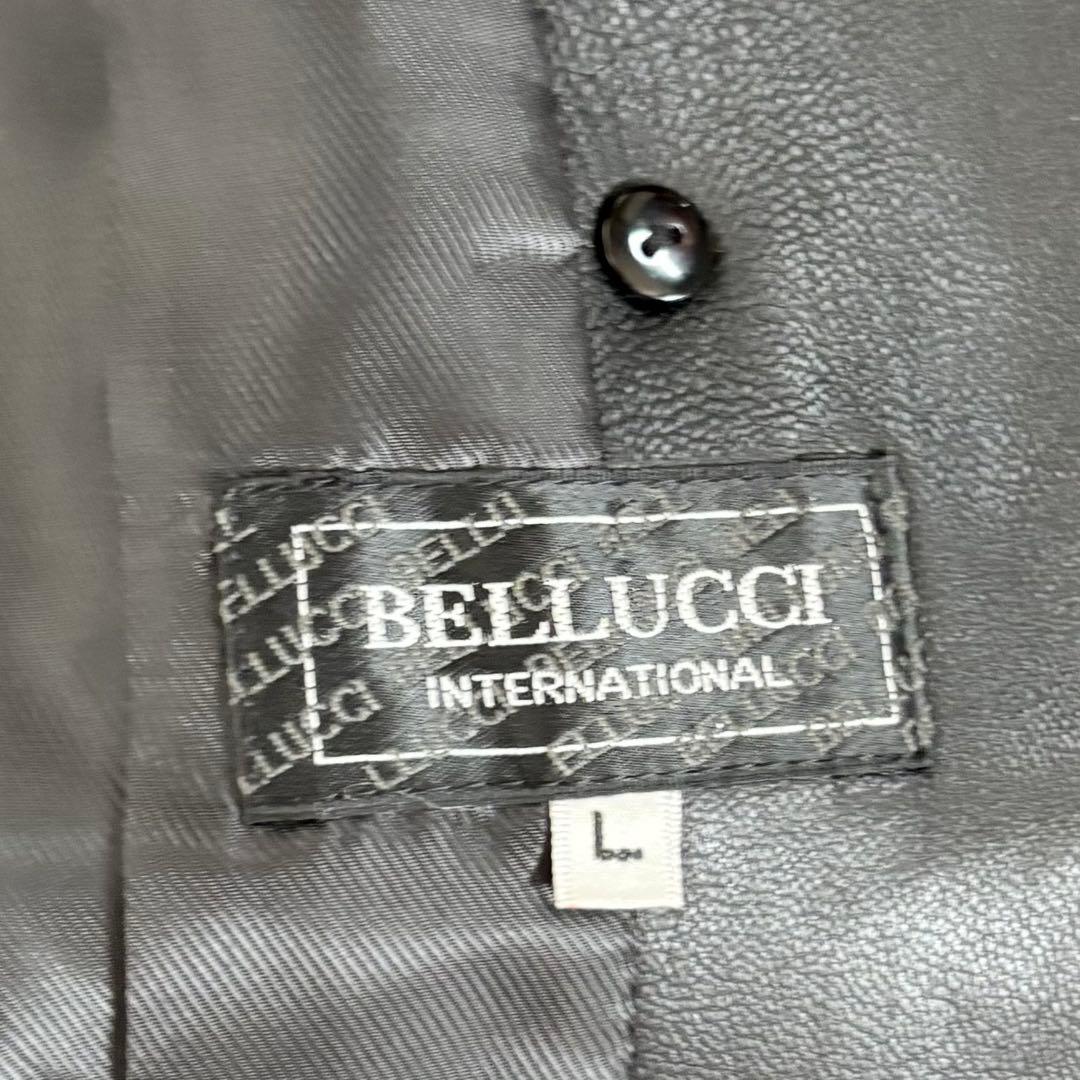 【美品】BELLUCCI ベルッチ ラムスキン レザーコート トレンチコート 黒
