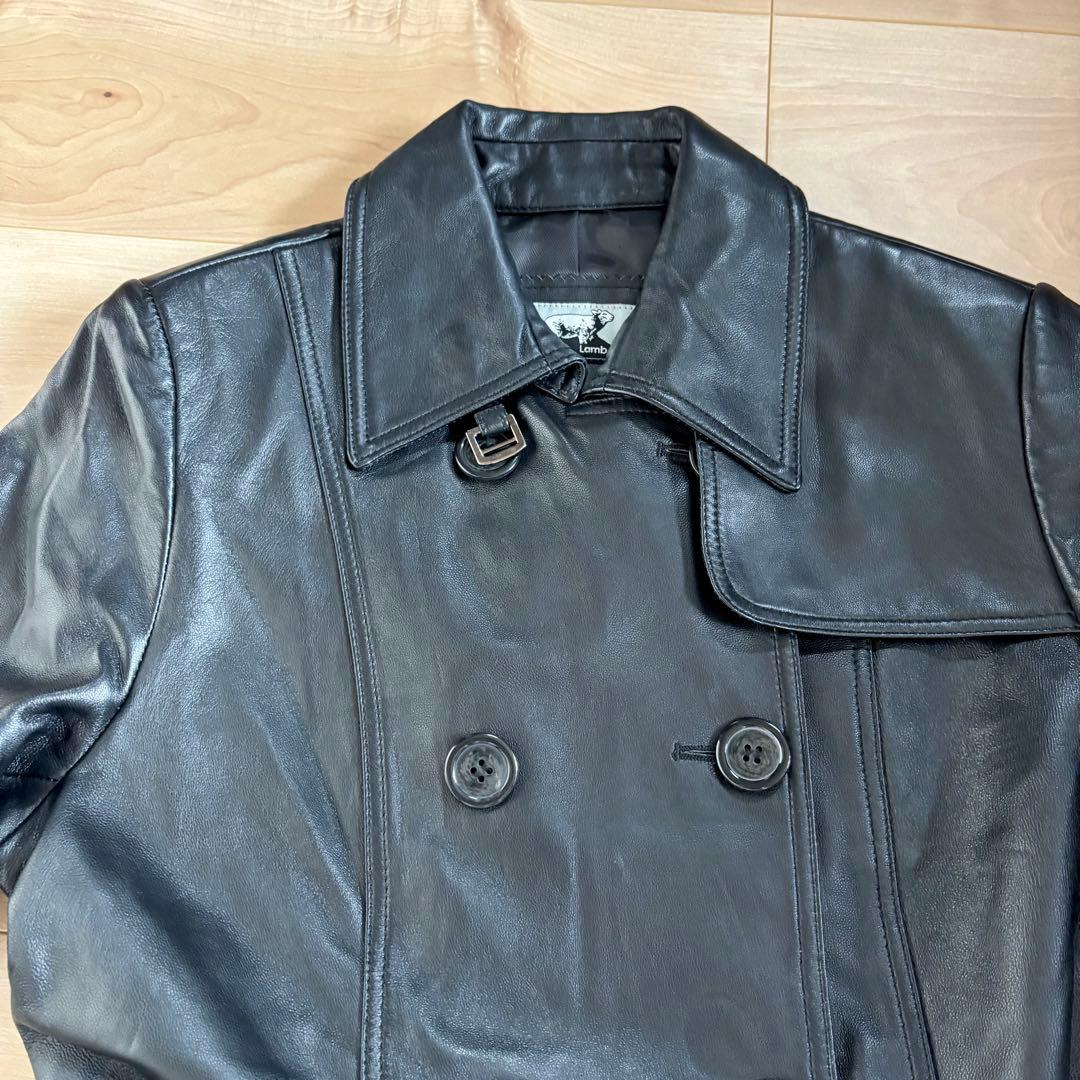 【美品】BELLUCCI ベルッチ ラムスキン レザーコート トレンチコート 黒