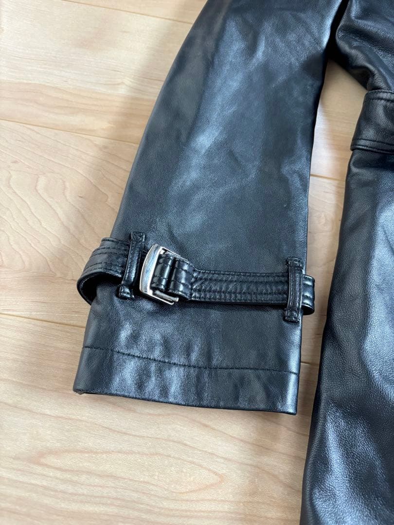 【美品】BELLUCCI ベルッチ ラムスキン レザーコート トレンチコート 黒