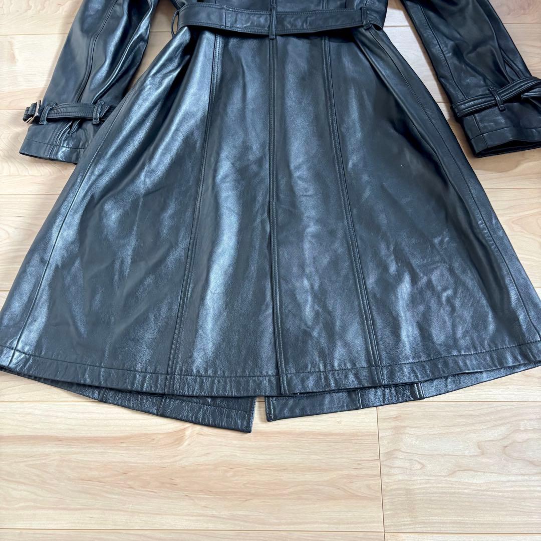 【美品】BELLUCCI ベルッチ ラムスキン レザーコート トレンチコート 黒