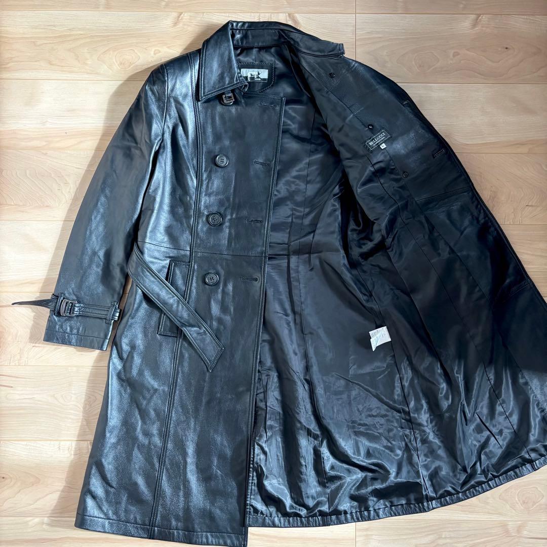 【美品】BELLUCCI ベルッチ ラムスキン レザーコート トレンチコート 黒