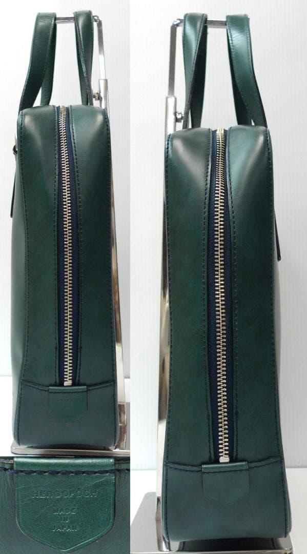 HERGOPOCH　トートバッグ　ワキシングレザー　ミッドナイトグリーン