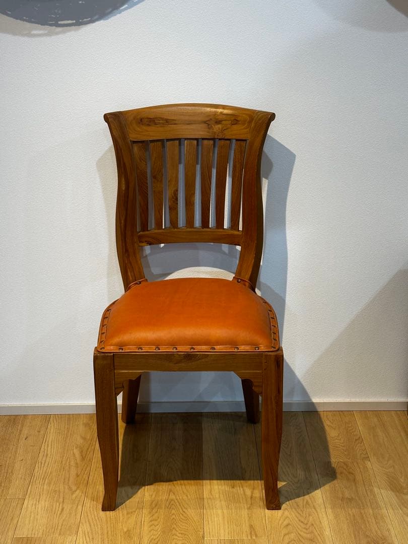 【大訳あり】チーク×レザーダイニングチェア　1脚　通常38,500円がなんと！