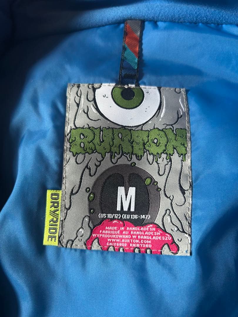 BURTONバートン　キッズスノーボードウェア 上M下S オレンジ青チェック