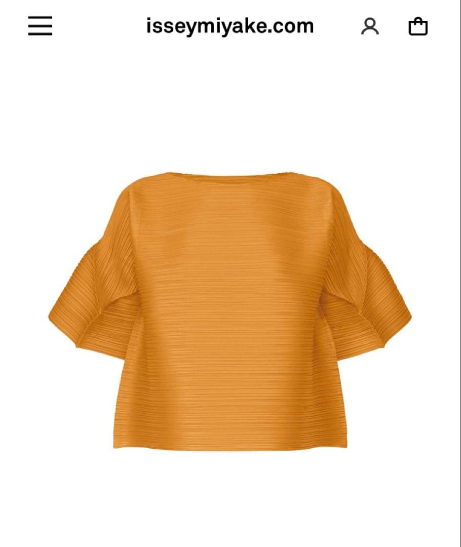 オレンジ プリーツプリーズ　フレアスリーブ トップス