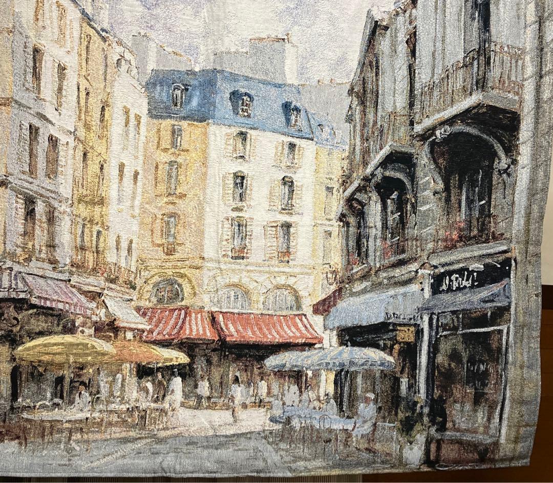 グランデ　カフェのある風景　ゴブラン織　壁掛け