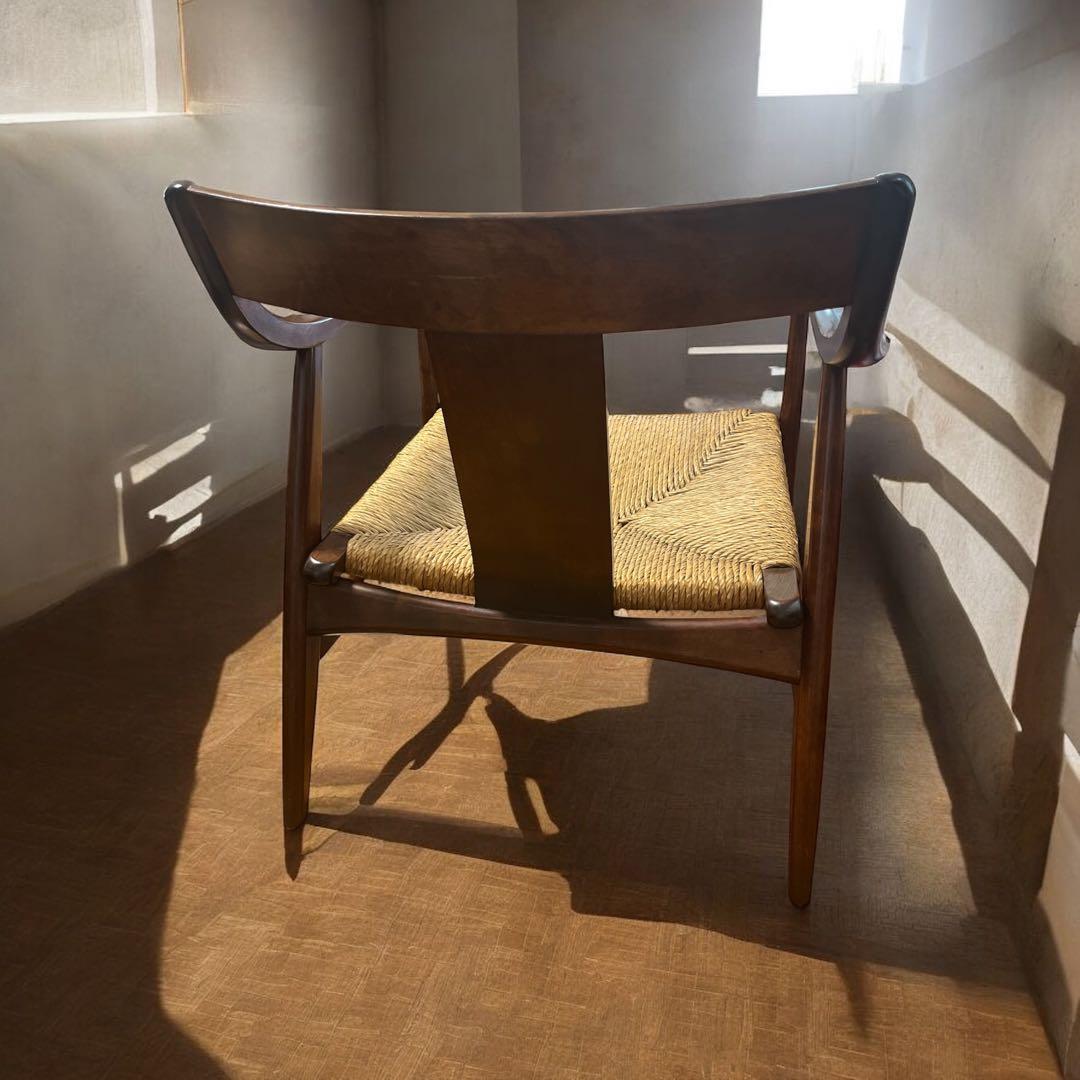 松本民芸 家具 77型 曲肘 ラッシ アーム チェア ①