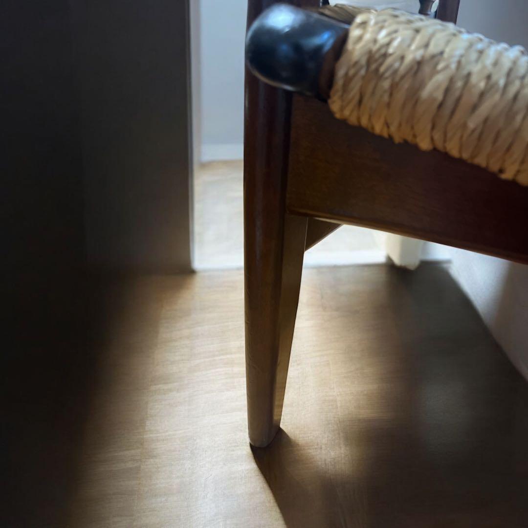 松本民芸 家具 77型 曲肘 ラッシ アーム チェア ①