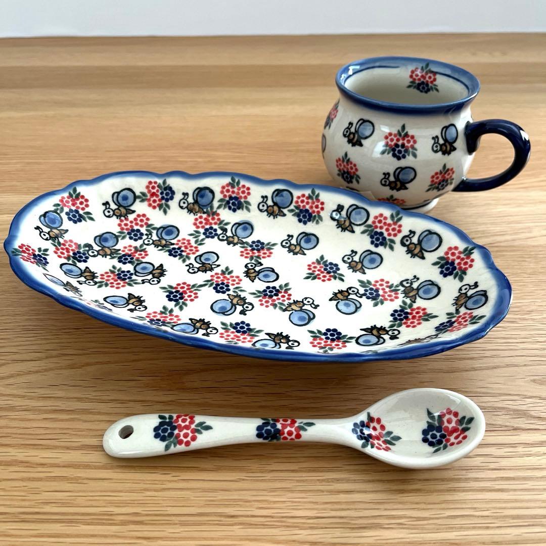 ポーランド食器　ANDY社マグカップ&プレート&スプーン3点セット