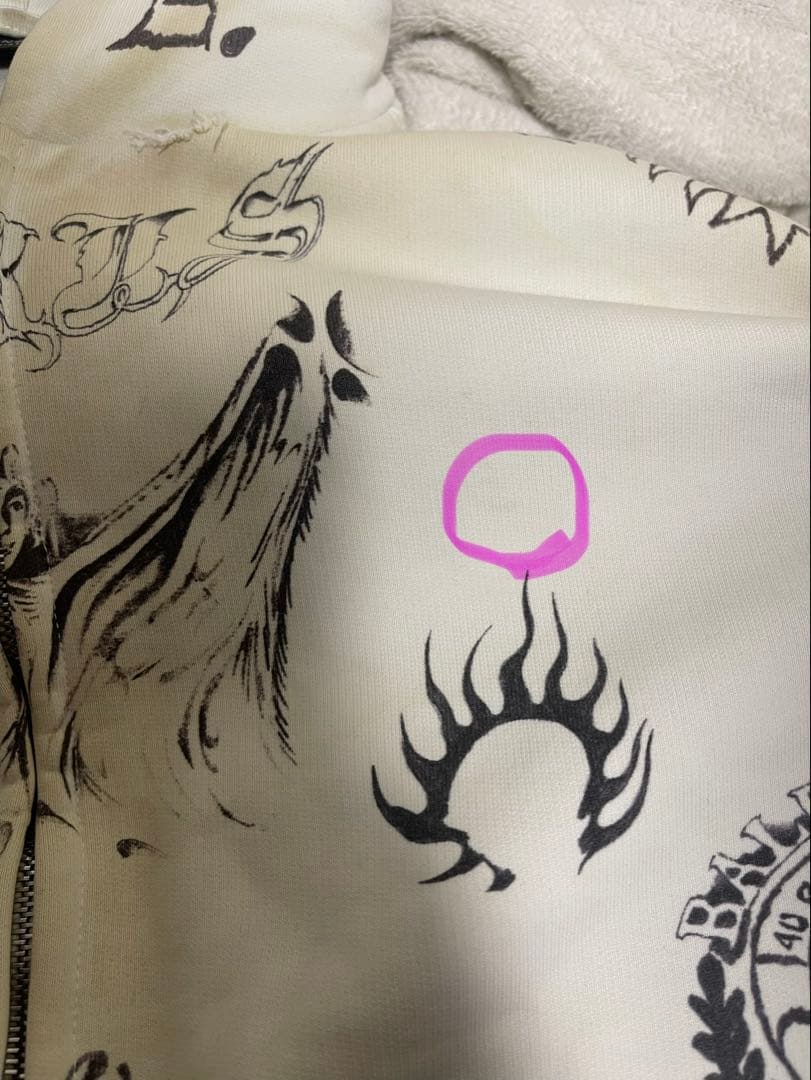 トップス 24SS BALENCIAGA Tatoo Zip Hoodie White S