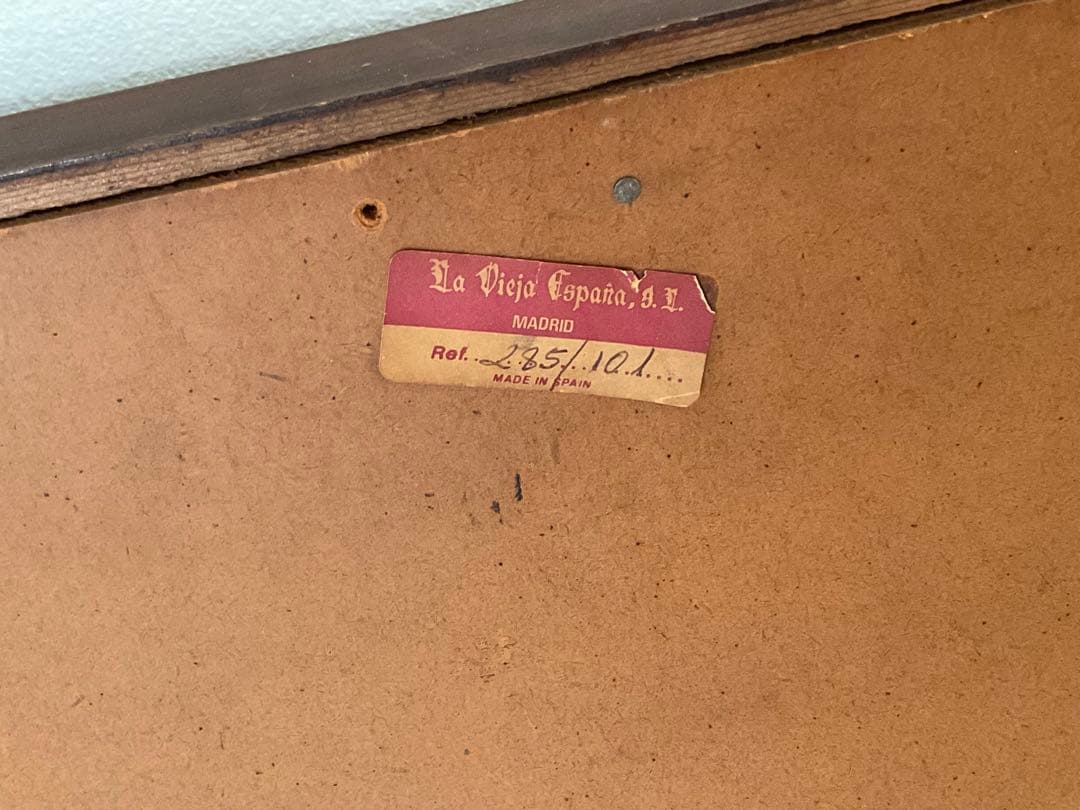 ヴィンテージ　ウォールミラー　壁掛け鏡　木製フレーム　スペイン製　アンティーク