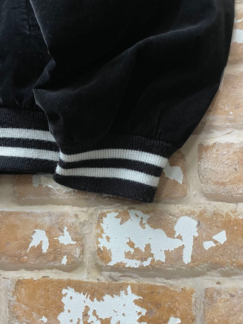 90s スカジャン　ベロア　龍　y2k 日本製　刺繍　黒　キルティング