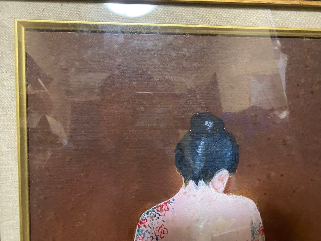 定価45万 「 松森 今照 作」  女性画 油絵 証明シール 付き