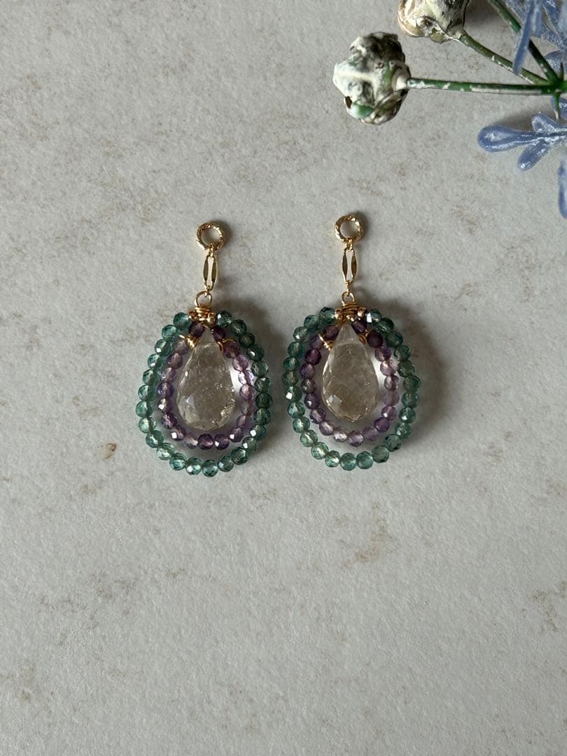 14KGF アパタイトとアメジストのチャーム