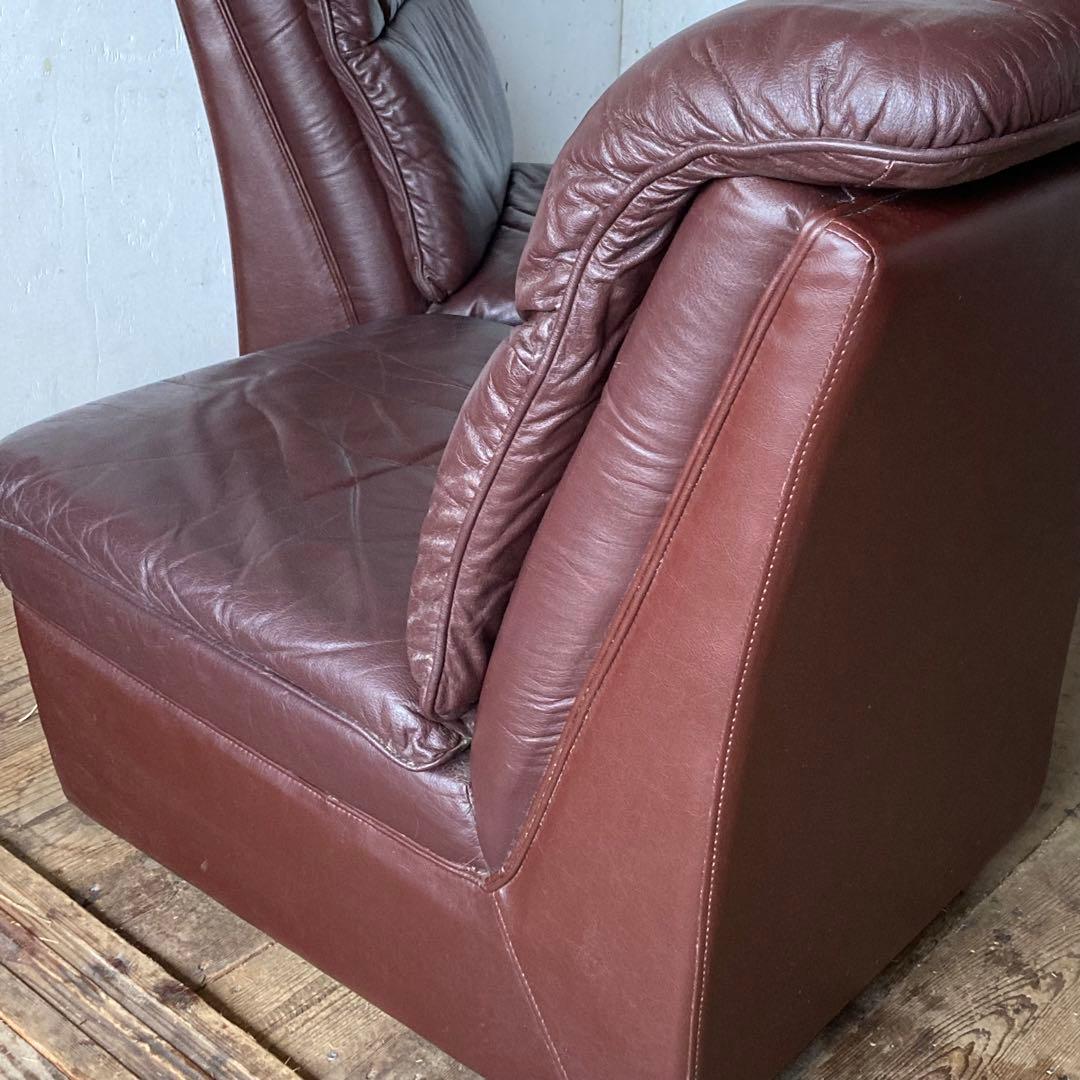2脚セット 国産ヴィンテージ レザーソファ レトロ