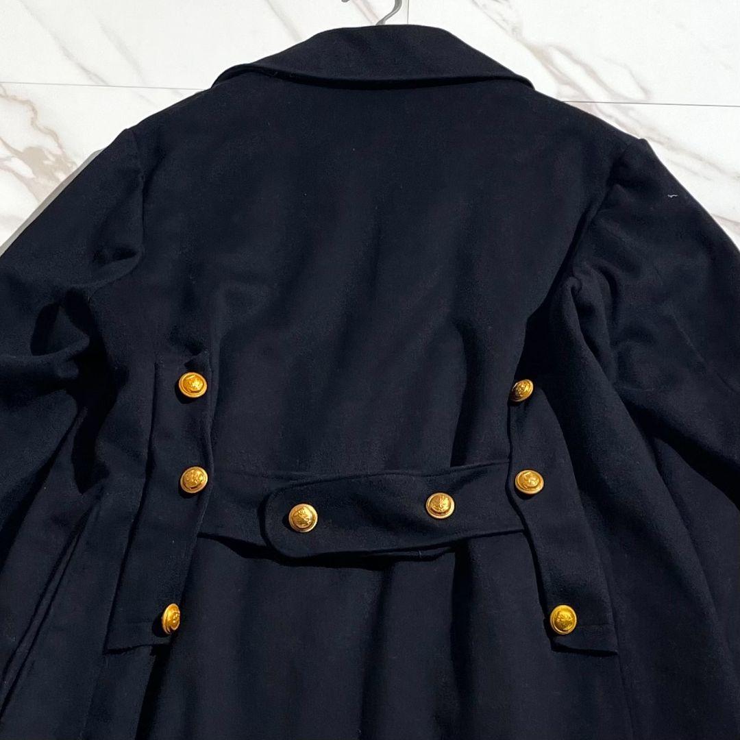 ドイツ軍 ロングコート トレンチコート ナポレオン 金ボタン ネイビー