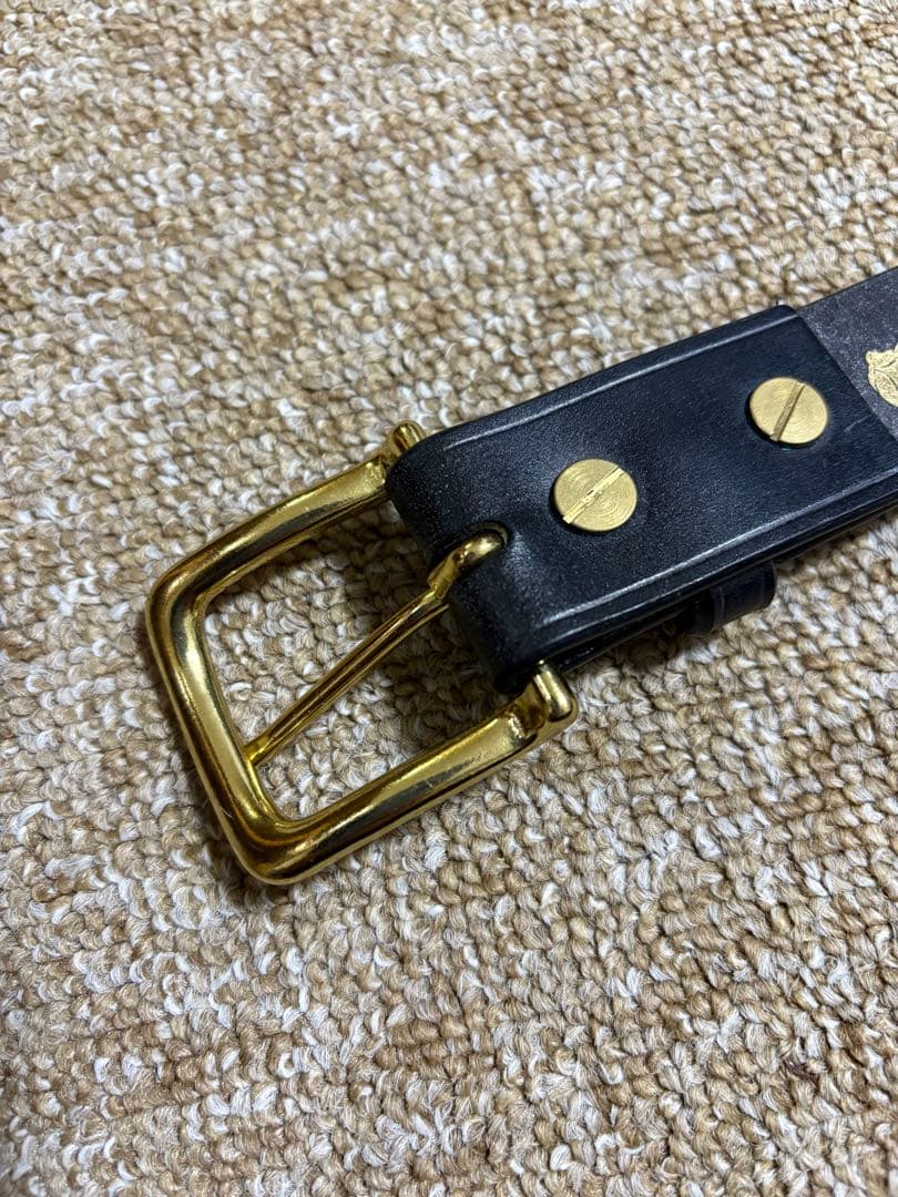 未使用　ブリティッシュグリーン　ブライドルレザー　イギリス製　メッシュベルト85