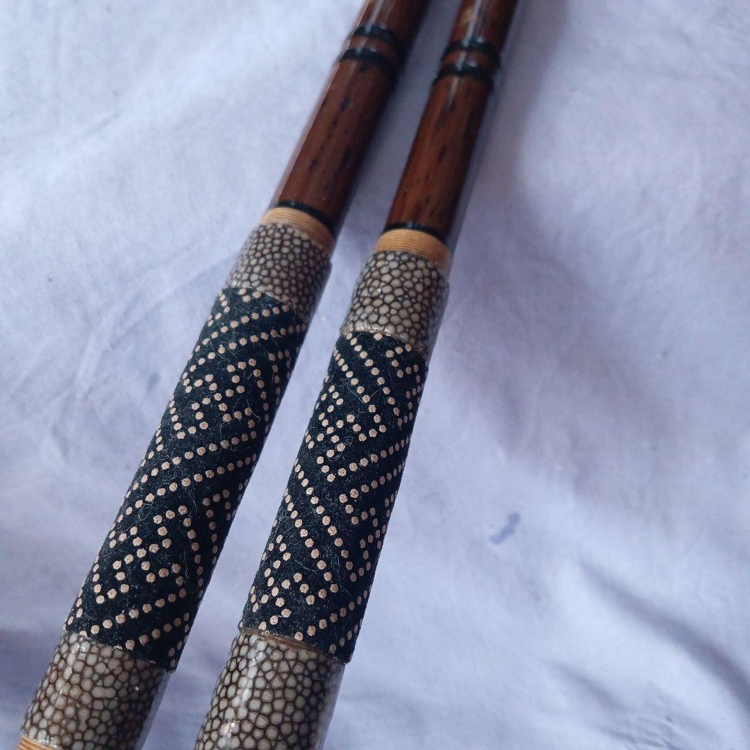 かちどき紋竹段巻き1本半竿掛け鮫皮&綾形カスタム・へら竿・へら鮒・ヘラブナ