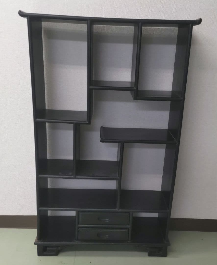 206 中国式黒い木製モダンシェルフ