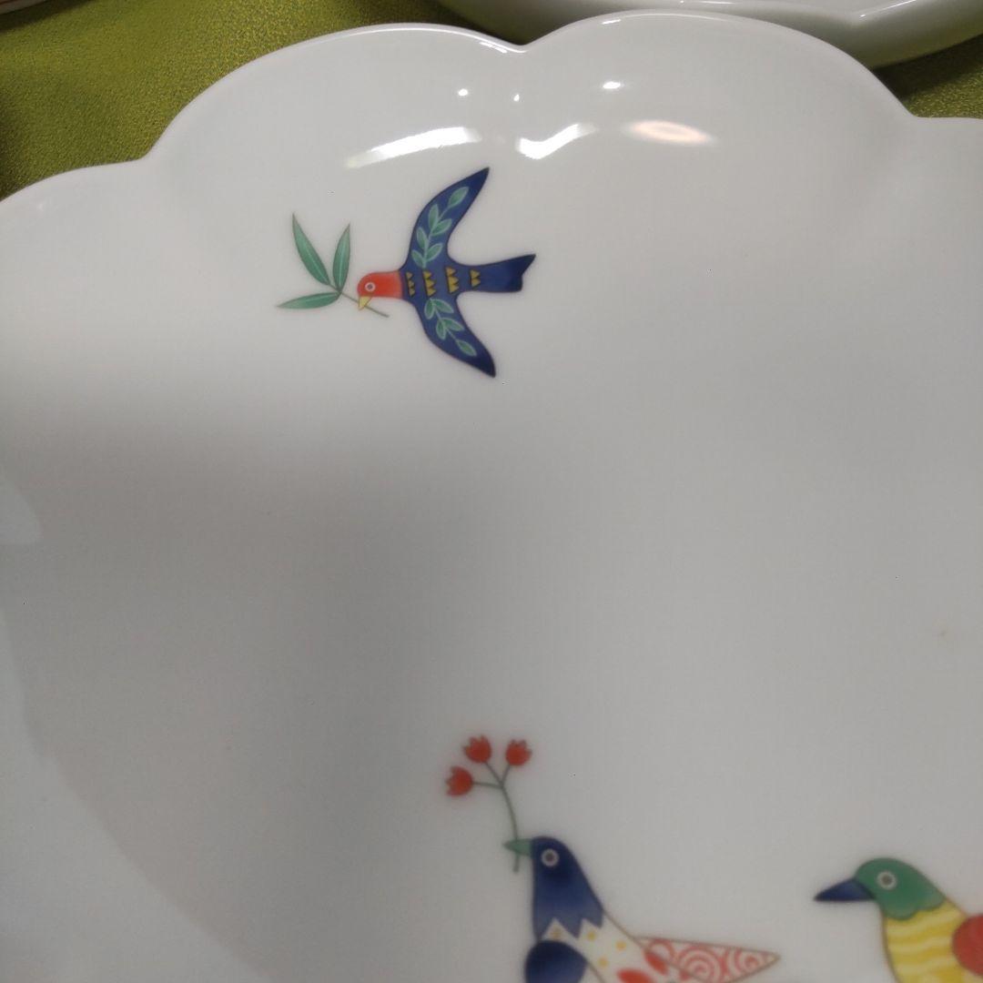 未使用品 香蘭社 花小鳥 深皿 中皿 5枚 輪花 小鳥 鳥