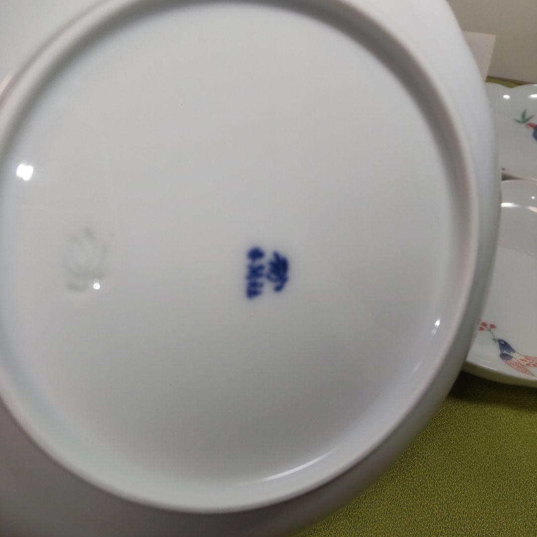 未使用品 香蘭社 花小鳥 深皿 中皿 5枚 輪花 小鳥 鳥
