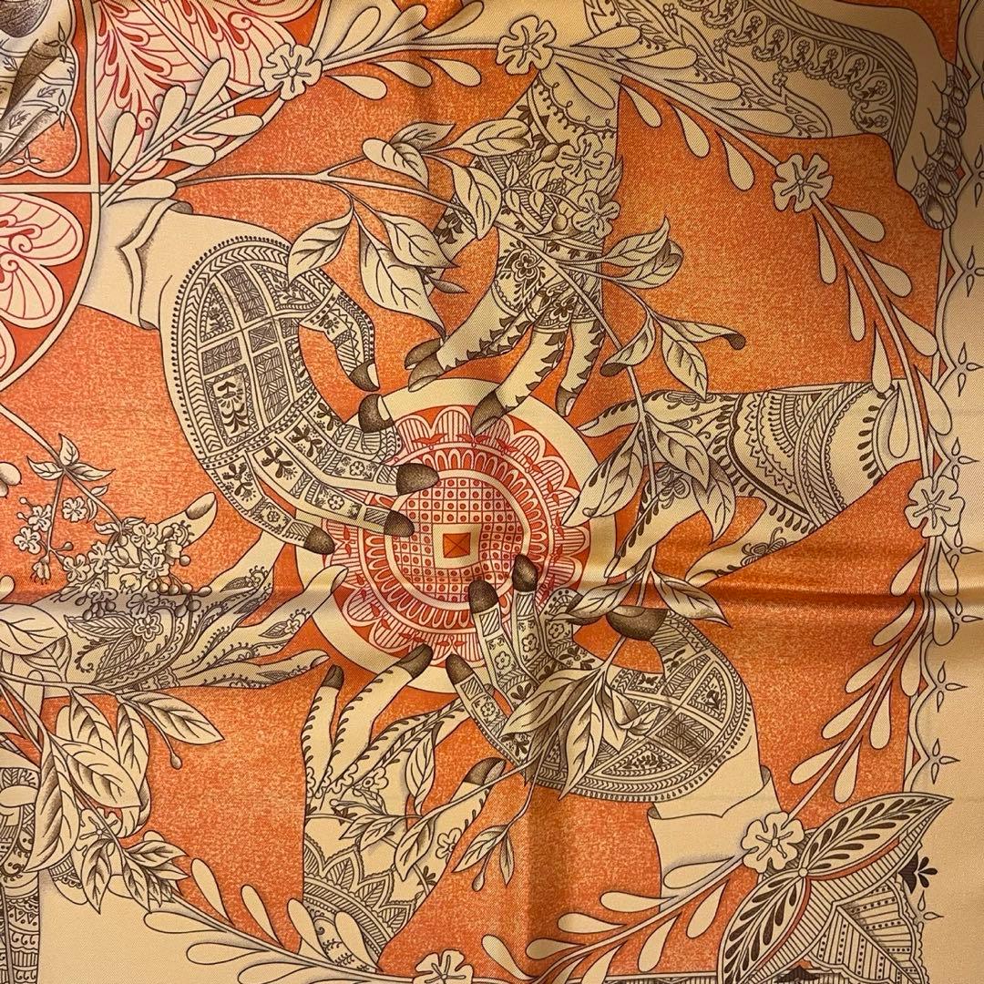 エルメス　カレ90 ヘンナの歌　オレンジ　Kondo様