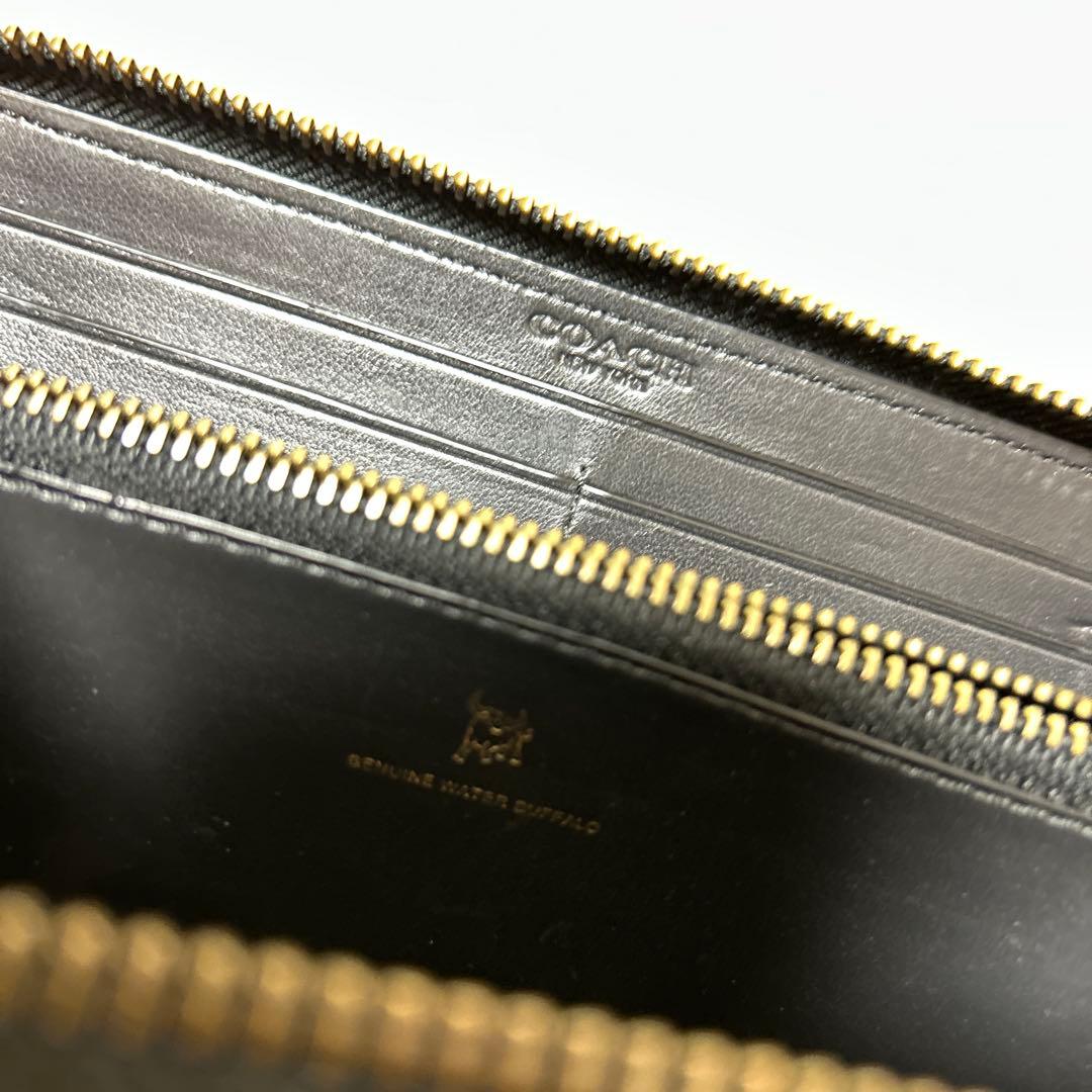コーチ　ウォーターバッファロー　ラウンドジップロングウォレット
