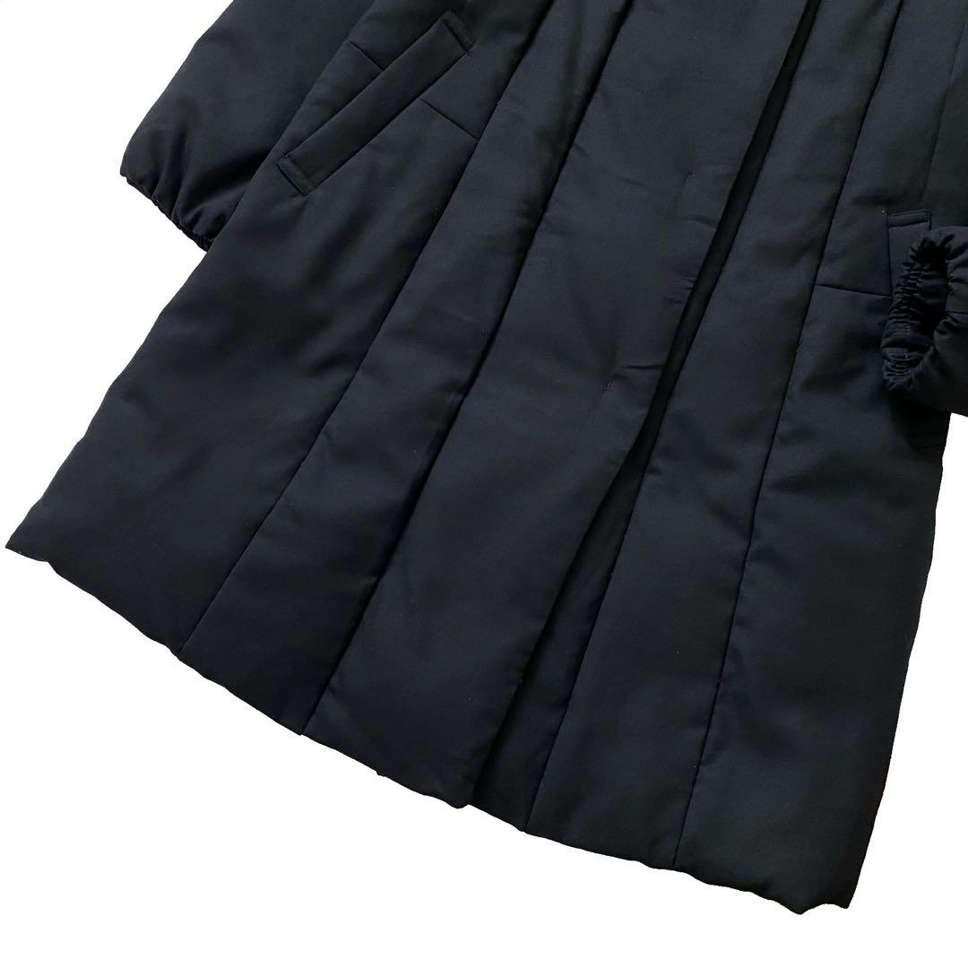 美品 自由区 女優襟 ミドルストレッチ ダウンコート 黒 40 オンワード樫山