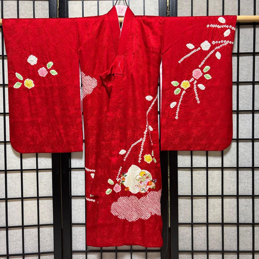 七五三　着物セット　着物　被布　３歳　絞り　友禅　フルセット