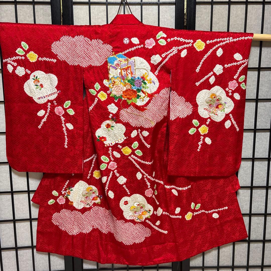 七五三　着物セット　着物　被布　３歳　絞り　友禅　フルセット