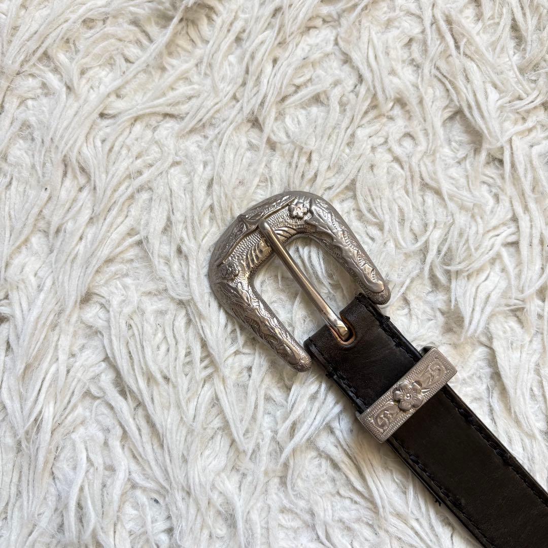 【希少】 Whitehouse cox ウエスタンベルト　B.2259 黒　銀