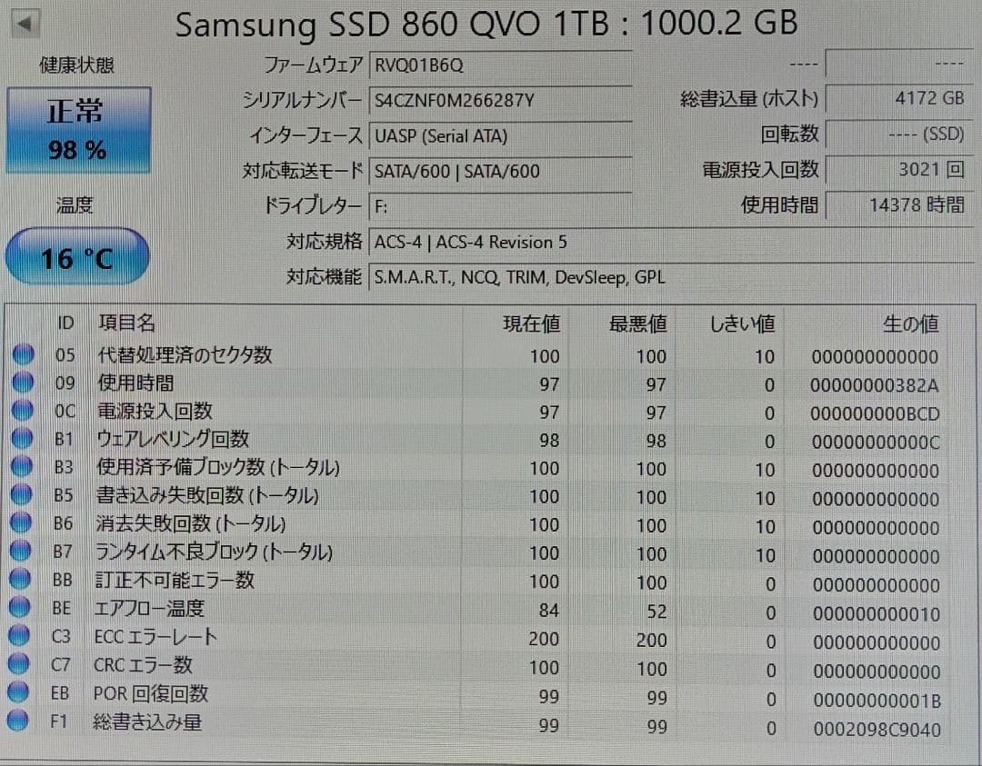 内蔵型SSD Samsung 860 QVO 1TB SSD
