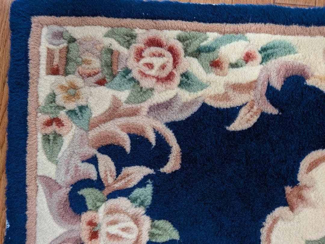 玄関マット クラシック花柄 ウール系 布張り 77×120cm