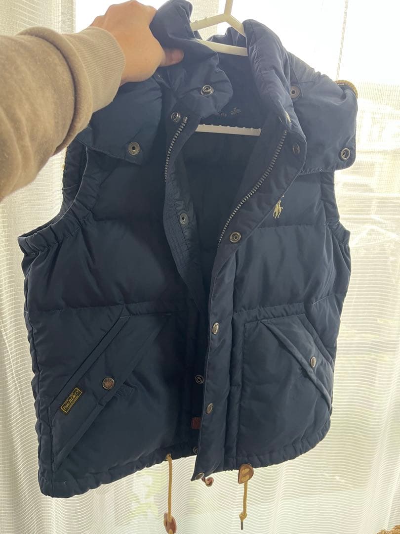 ネイビー ラルフローレンフード付きダウンベスト