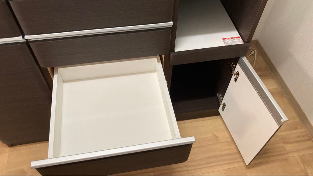 【美品】全国送料無料！ニトリ120サイズ木製キッチン収納棚ダークブラウン