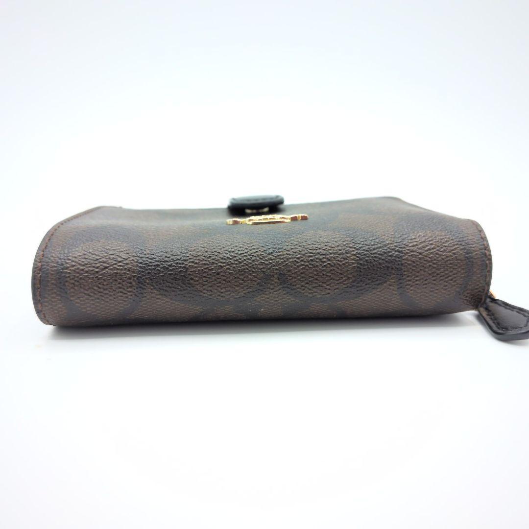 【未使用】コーチ COACH シグネチャー 二つ折り財布 ブラウン レザーPVC