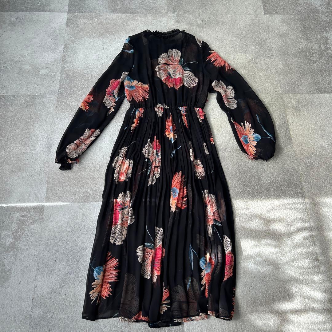 ダブルスタンダードクロージング ソブ 花柄フリルシフォンマキシワンピース S