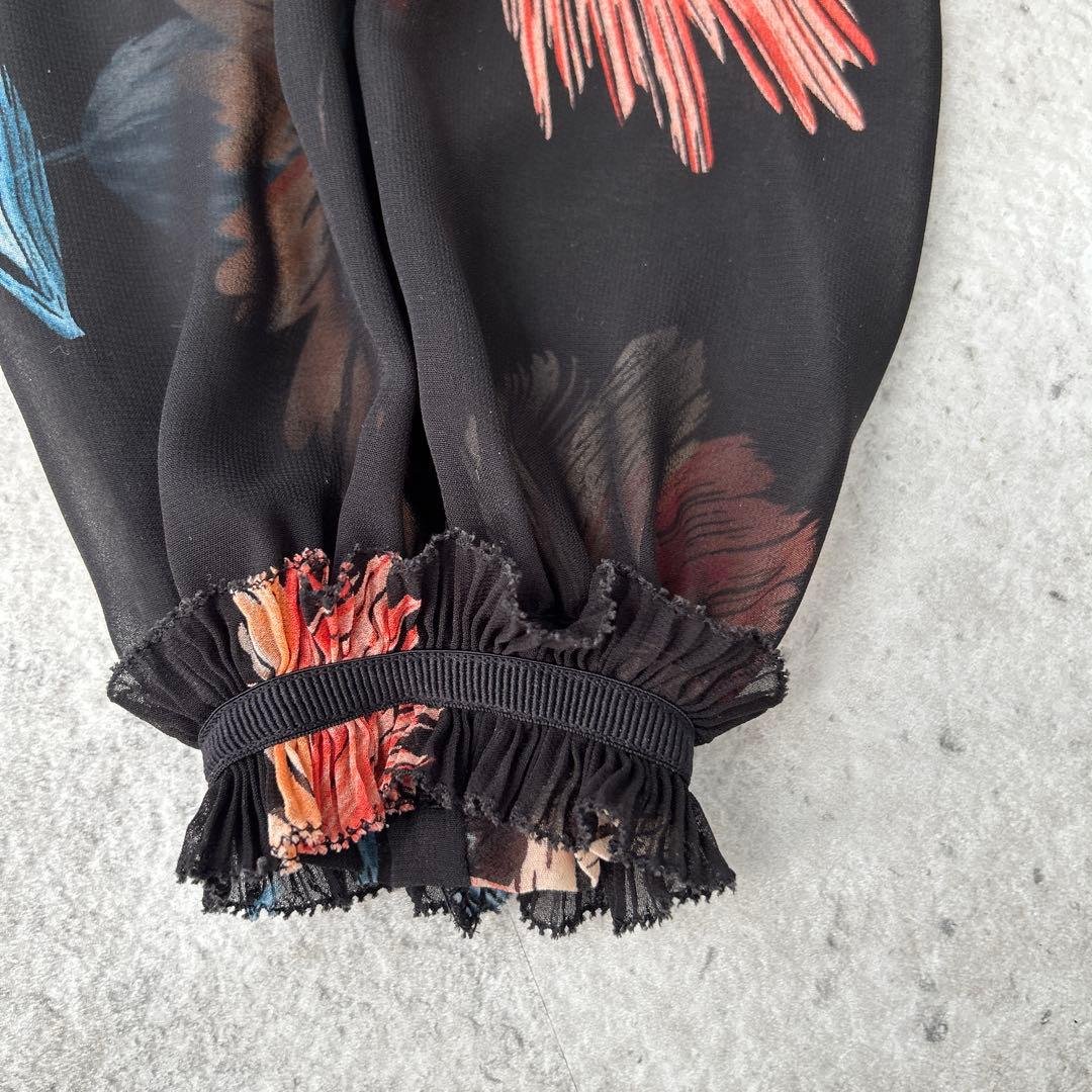 ダブルスタンダードクロージング ソブ 花柄フリルシフォンマキシワンピース S