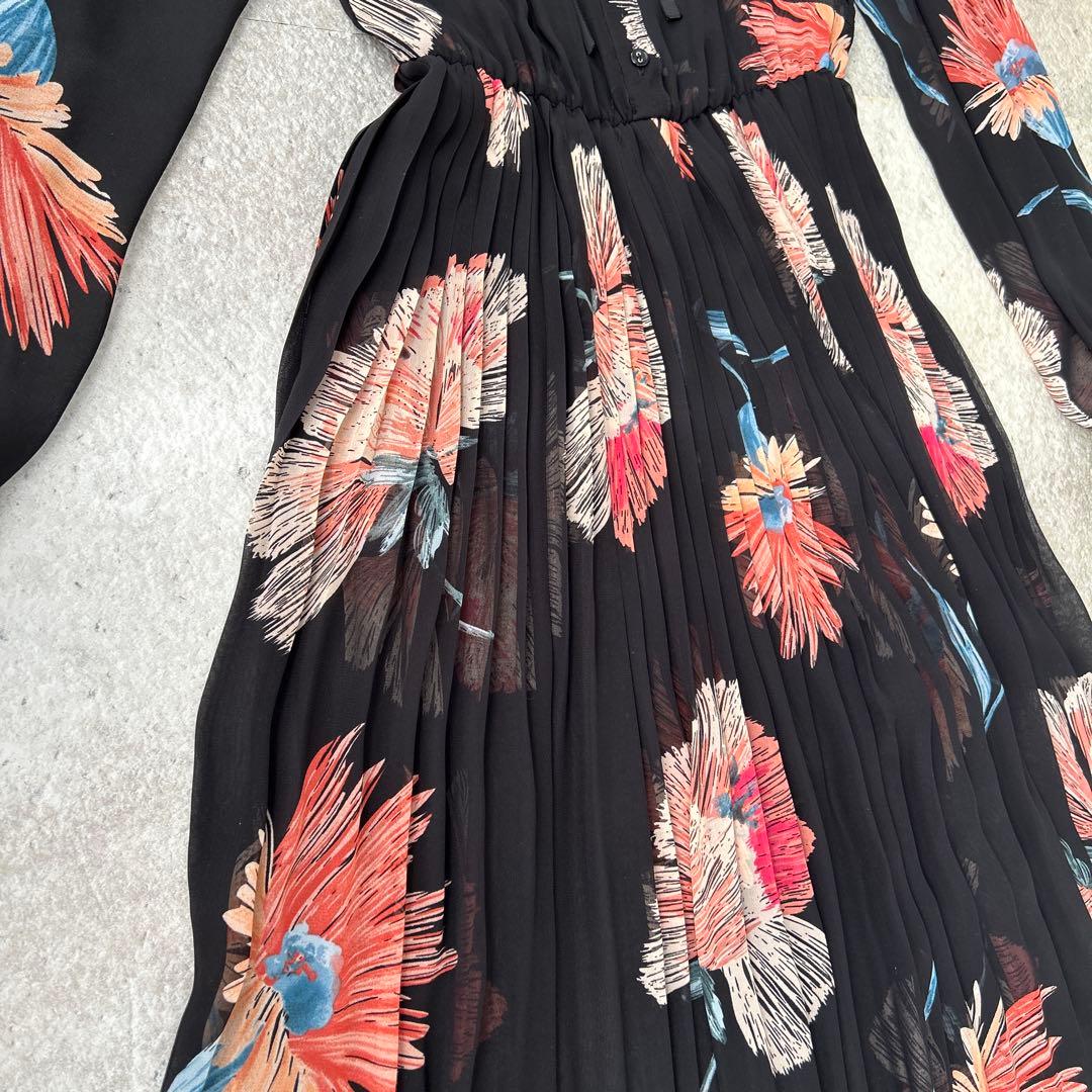 ダブルスタンダードクロージング ソブ 花柄フリルシフォンマキシワンピース S