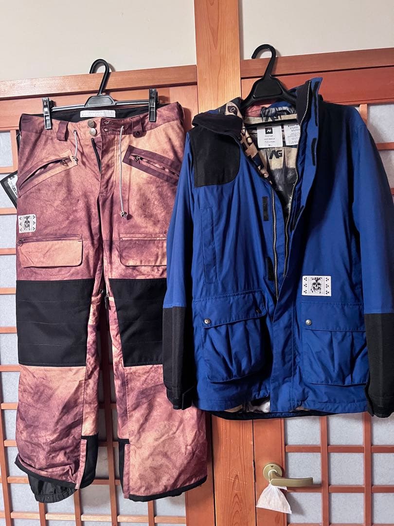 analog 上下セット M 青/茶色 スノーボードウェア