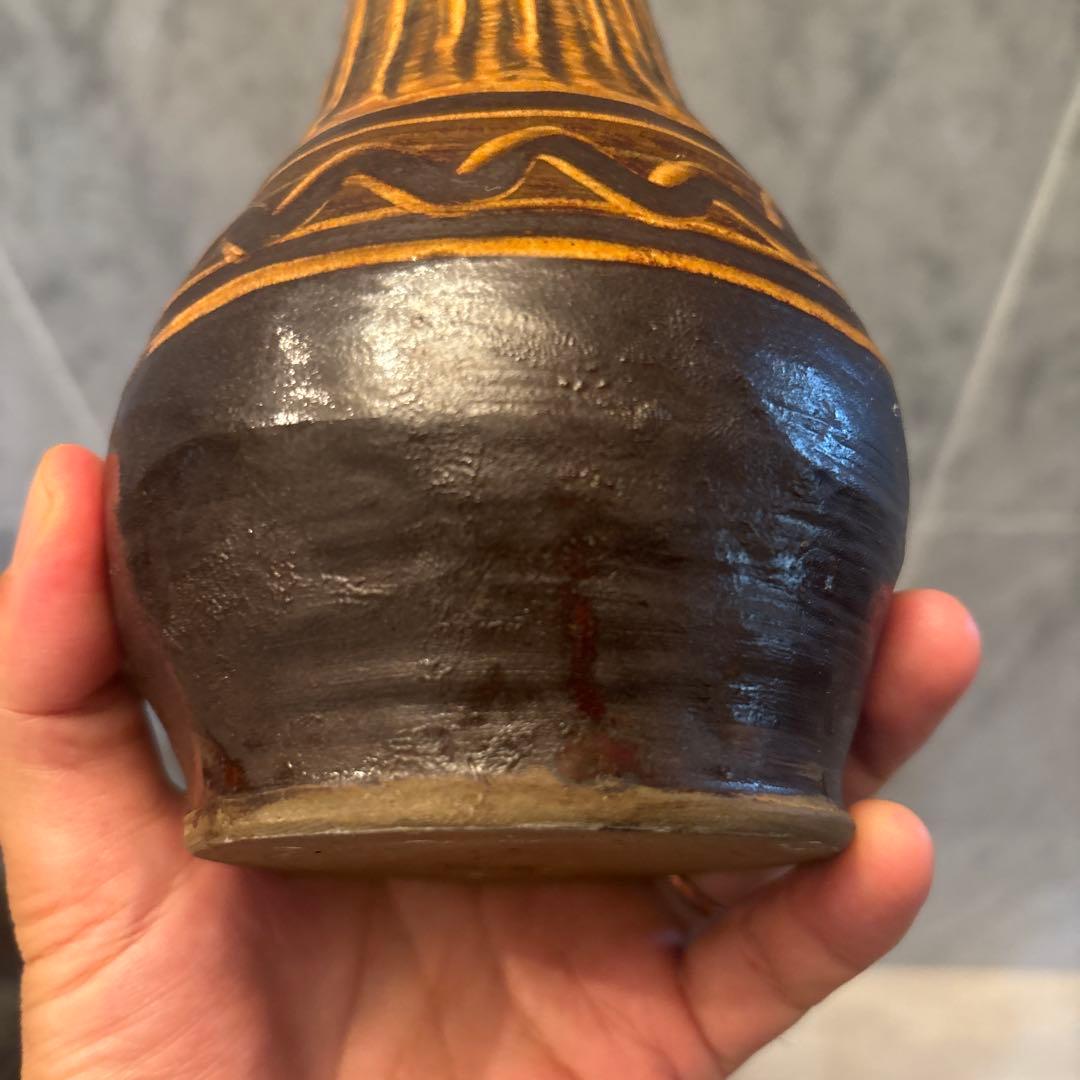 民藝 美しいお色と刷毛目模様が芸術的な小鹿田焼の花瓶