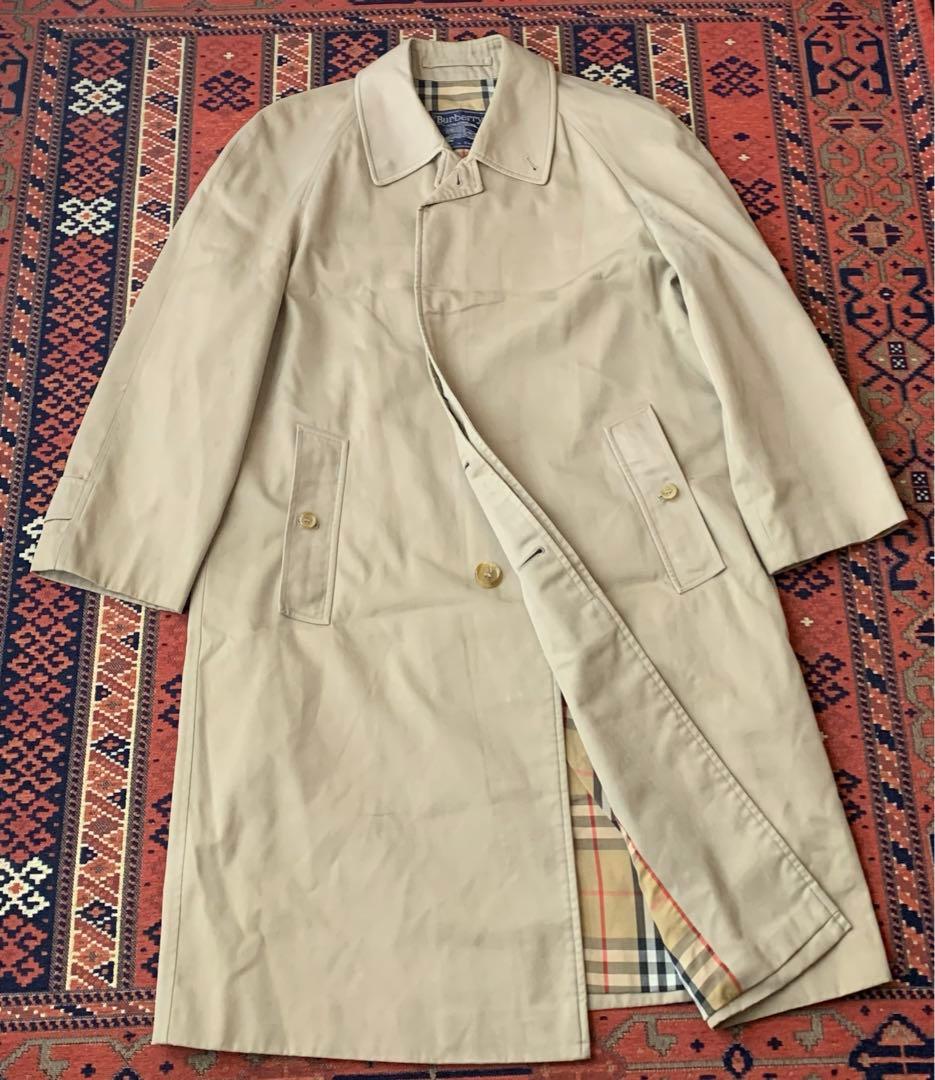 英国製 80s〜 バーバリー ステンカラーコートメンズ コットン ノバチェック